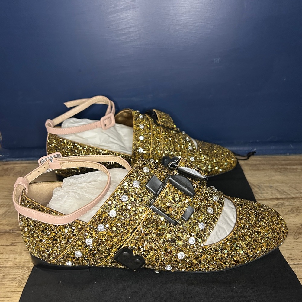 N°21 Gold Glitter Sequin Ballet Flats Size 40 EU (US ~9.5) — New/Unworn